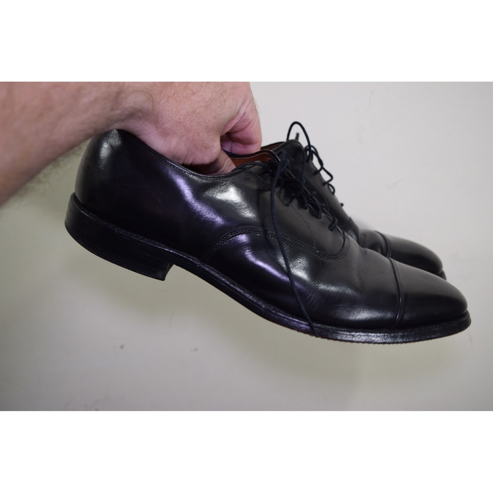 $450 Allen Edmonds Mens 10 Park Avenue Black Leather Cap Toe Oxford Dress Shoes